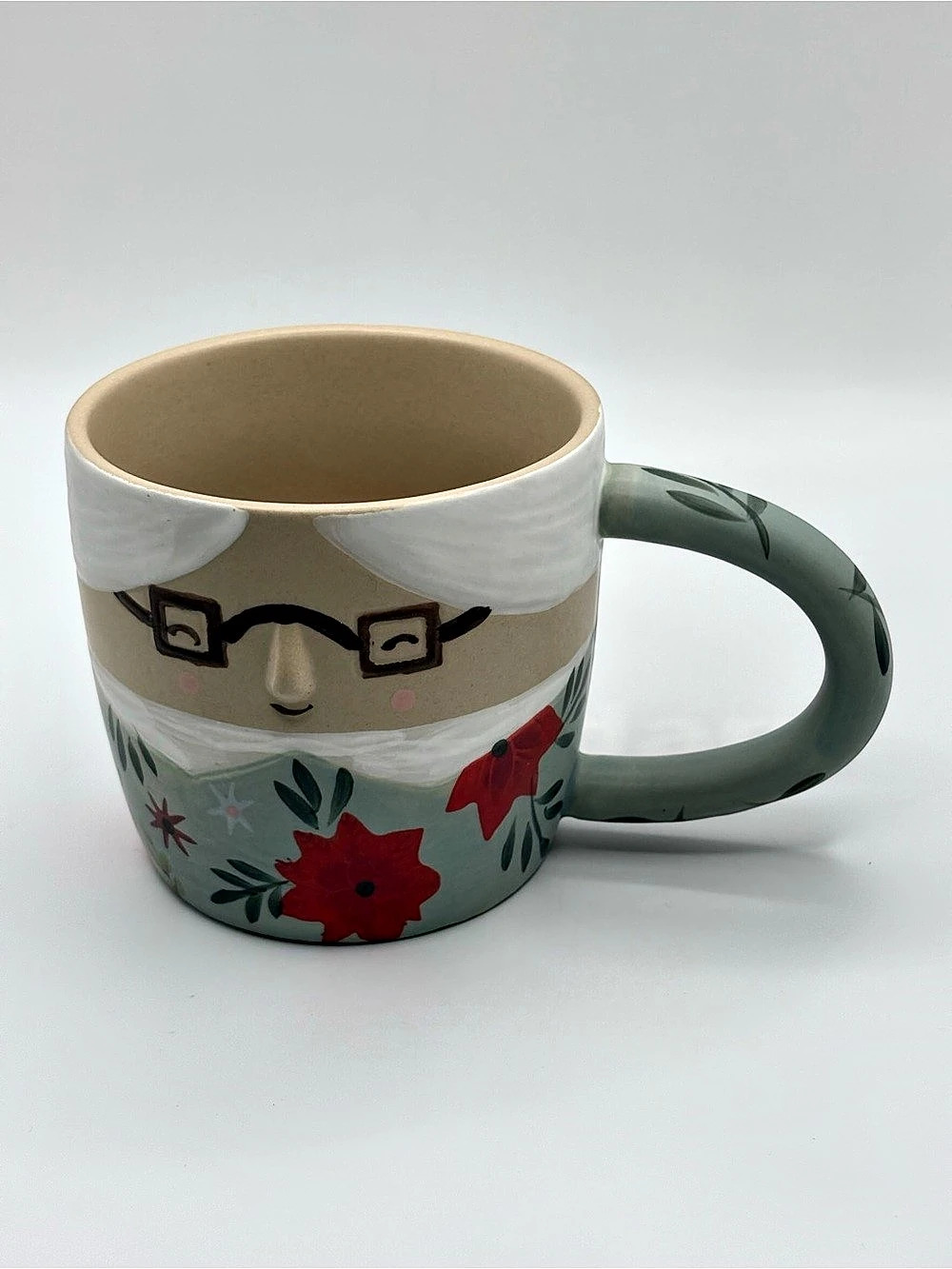 Anthropologie 2023 Fotini Tikkou Mug Mrs. Claus Ceramic Holiday Cup 15 Oz. Great